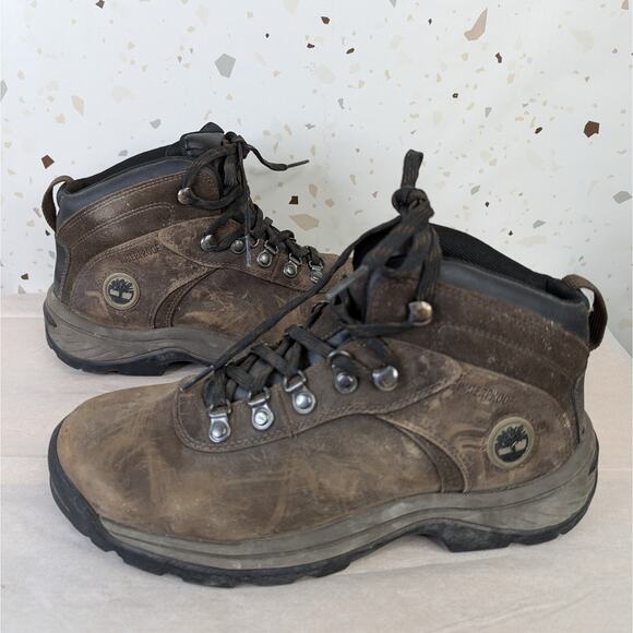 Timberland Men's Flume Brown Waterproof Mid Hiking Boots Size 7.5 | 251142 - Picture 2 of 8